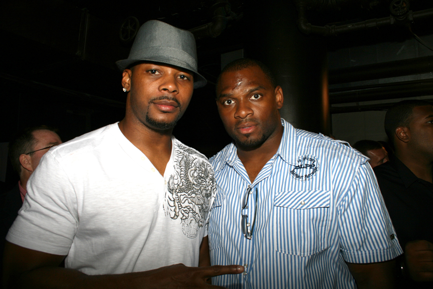 Kerry Rhodes of the New York Jets and Adalius Thomas of the New England Patriots